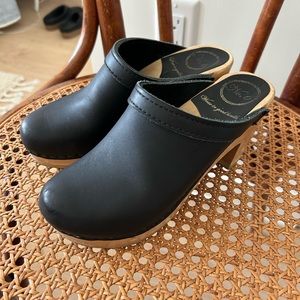 Custom No. 6 high heel clog in black leather